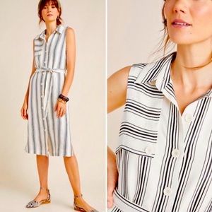 Maeve by Anthropologie White Striped Dress